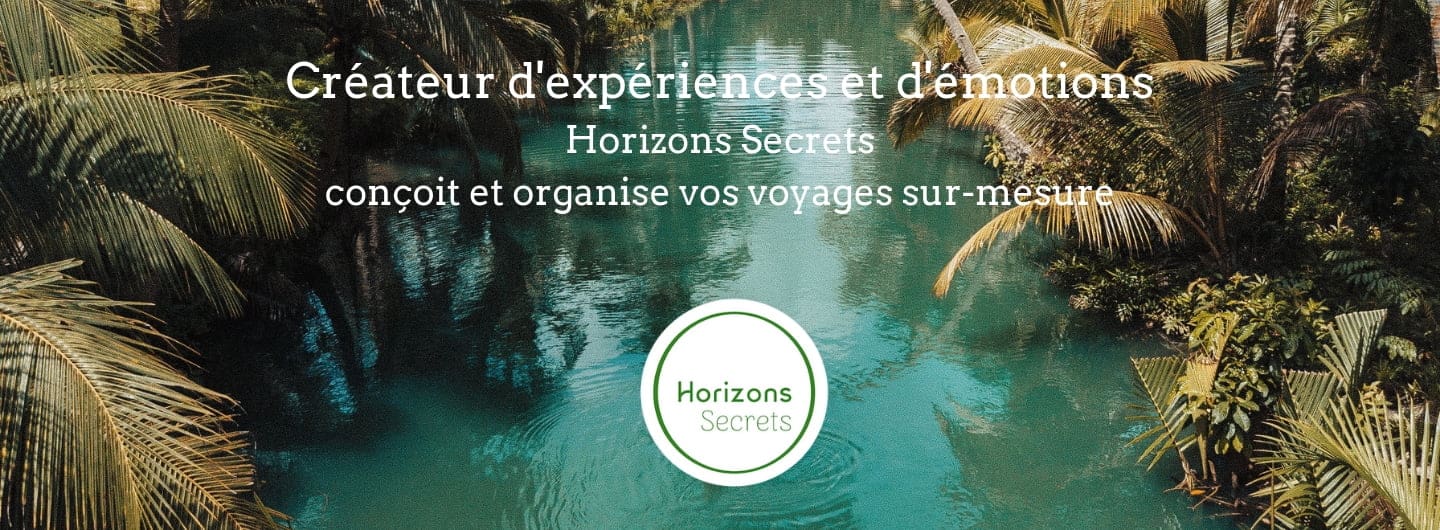 Bandeau agence de voyage horizons Secrets avec logo