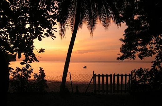 sunset coucher de soleil sur mer des Caraïbes
